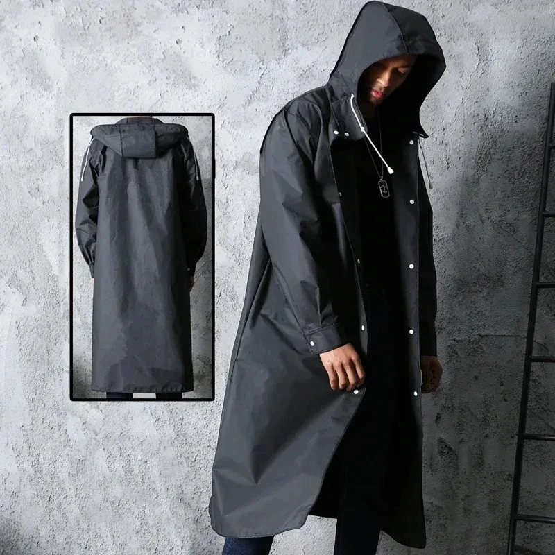 Women'S Fashion Rain Jacket - معطف واق من المطر طويل بغطاء
