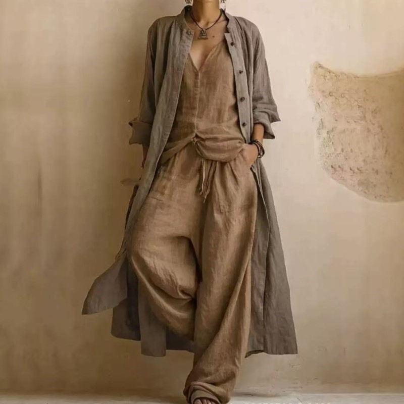 طقم نسائي من 3 قطع بطبعة عتيقة - مراجعة Women'S Fashion Long Coat وسعره